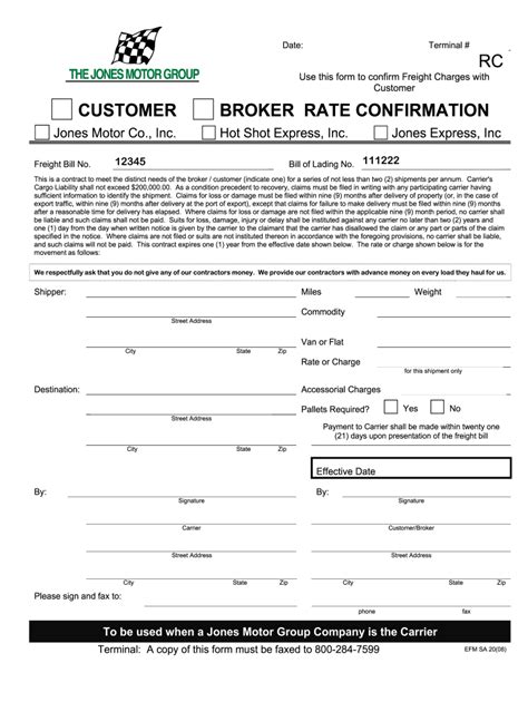 Rate Confirmation Template Form - Fill Out and Sign Printable PDF Template | signNow